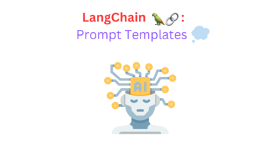 It shows an AI agent thinking with lang chain logo