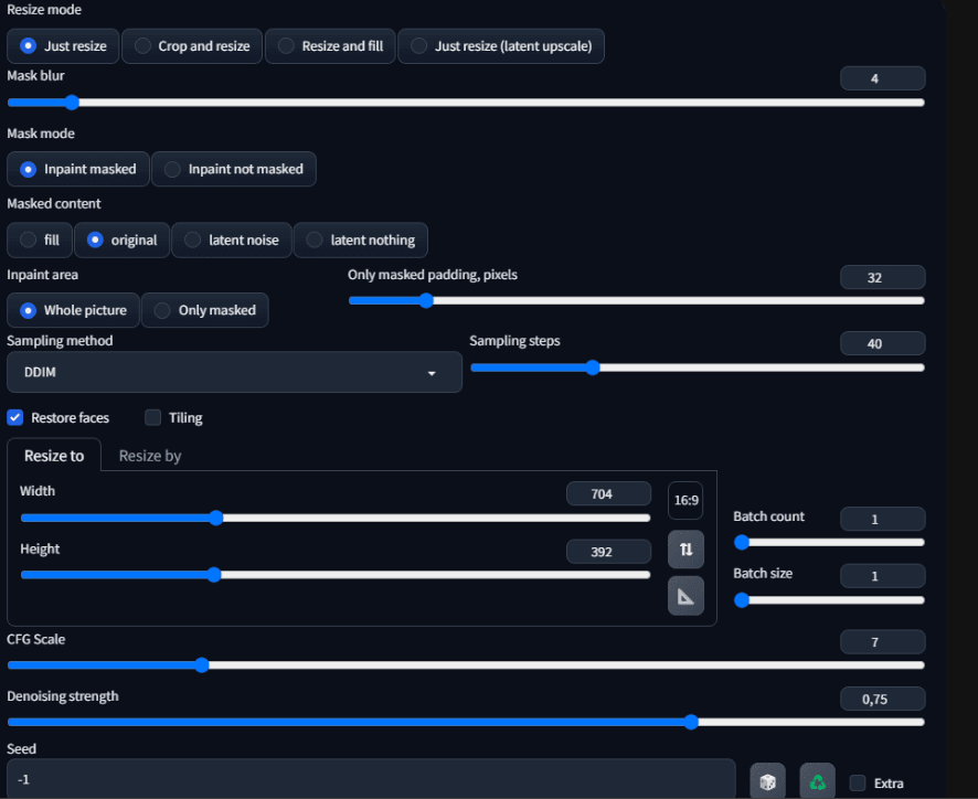 Adjusting Inpainting Settings in Stable Diffusion